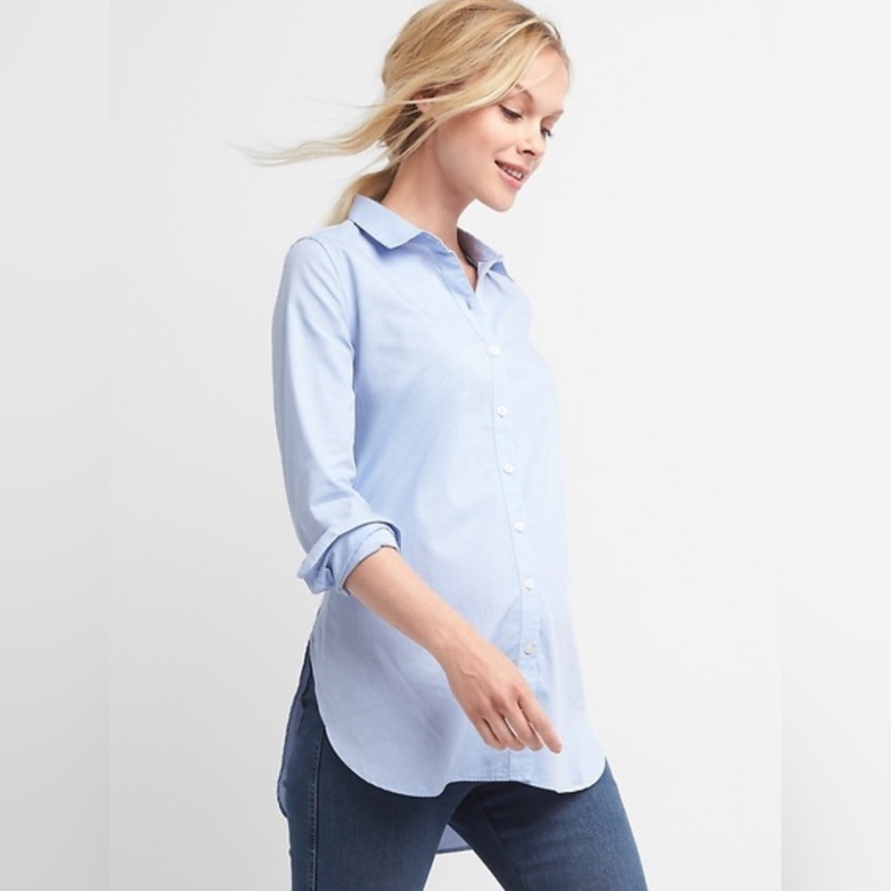 Maternity Tailored Oxford Tunic Shirt - Oxford blue